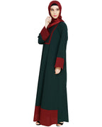 Embroidered Yoke Dubai Style Abaya Green