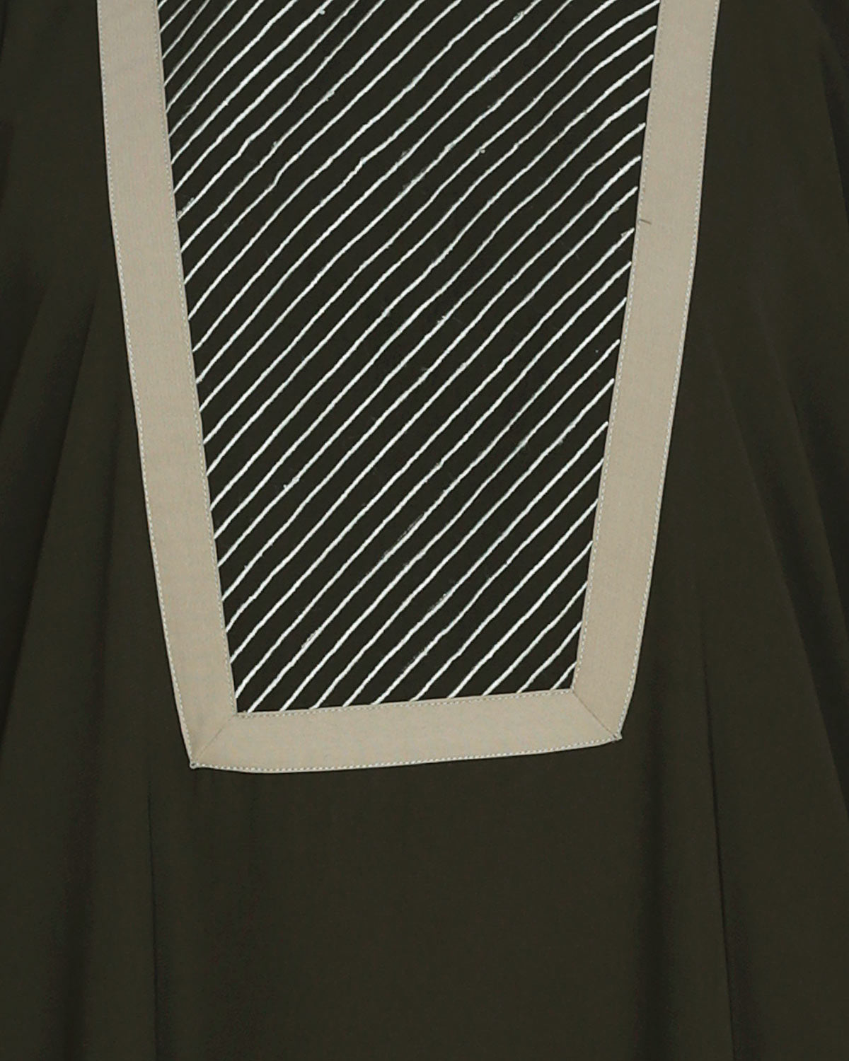 Embroidered Yoke Dubai Style Abaya Olive