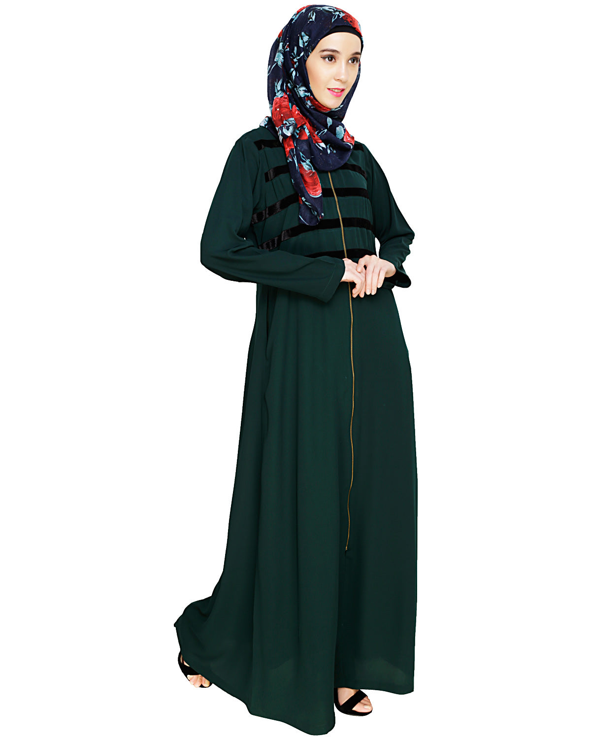 Enticing Stripes Abaya Green