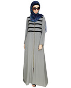 Enticing Stripes Abaya Grey