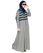 Enticing Stripes Abaya Grey