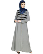 Enticing Stripes Abaya Grey