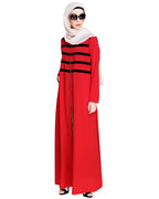 Enticing Stripes Abaya Maroon