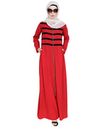 Enticing Stripes Abaya Maroon