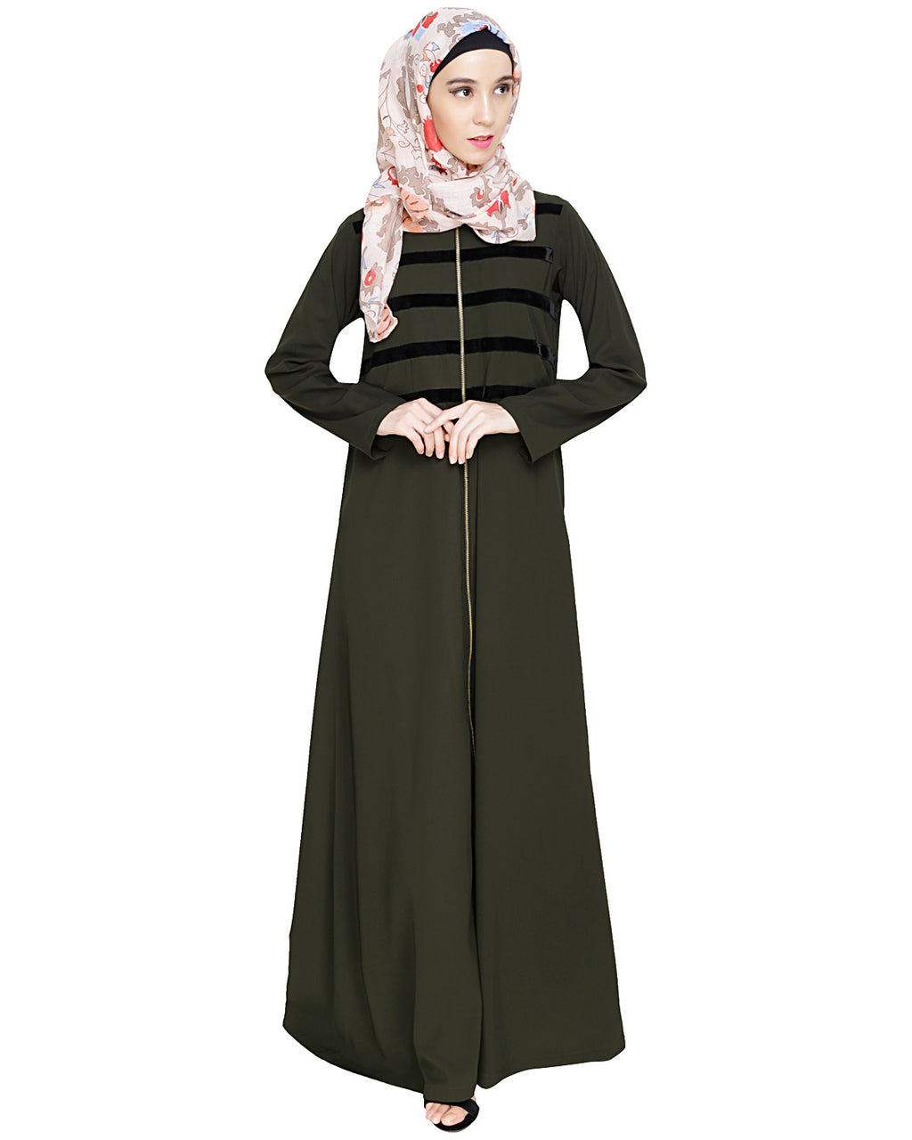 Enticing Stripes Abaya Olive