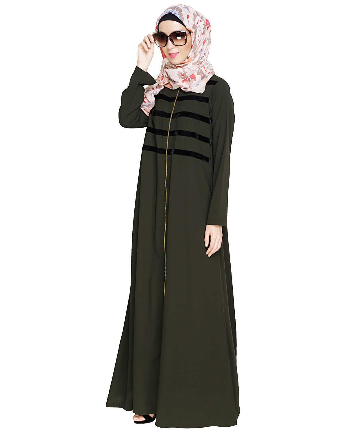 Enticing Stripes Abaya Olive