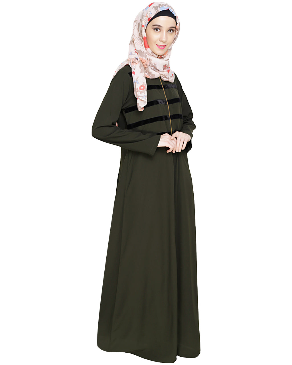 Enticing Stripes Abaya Olive