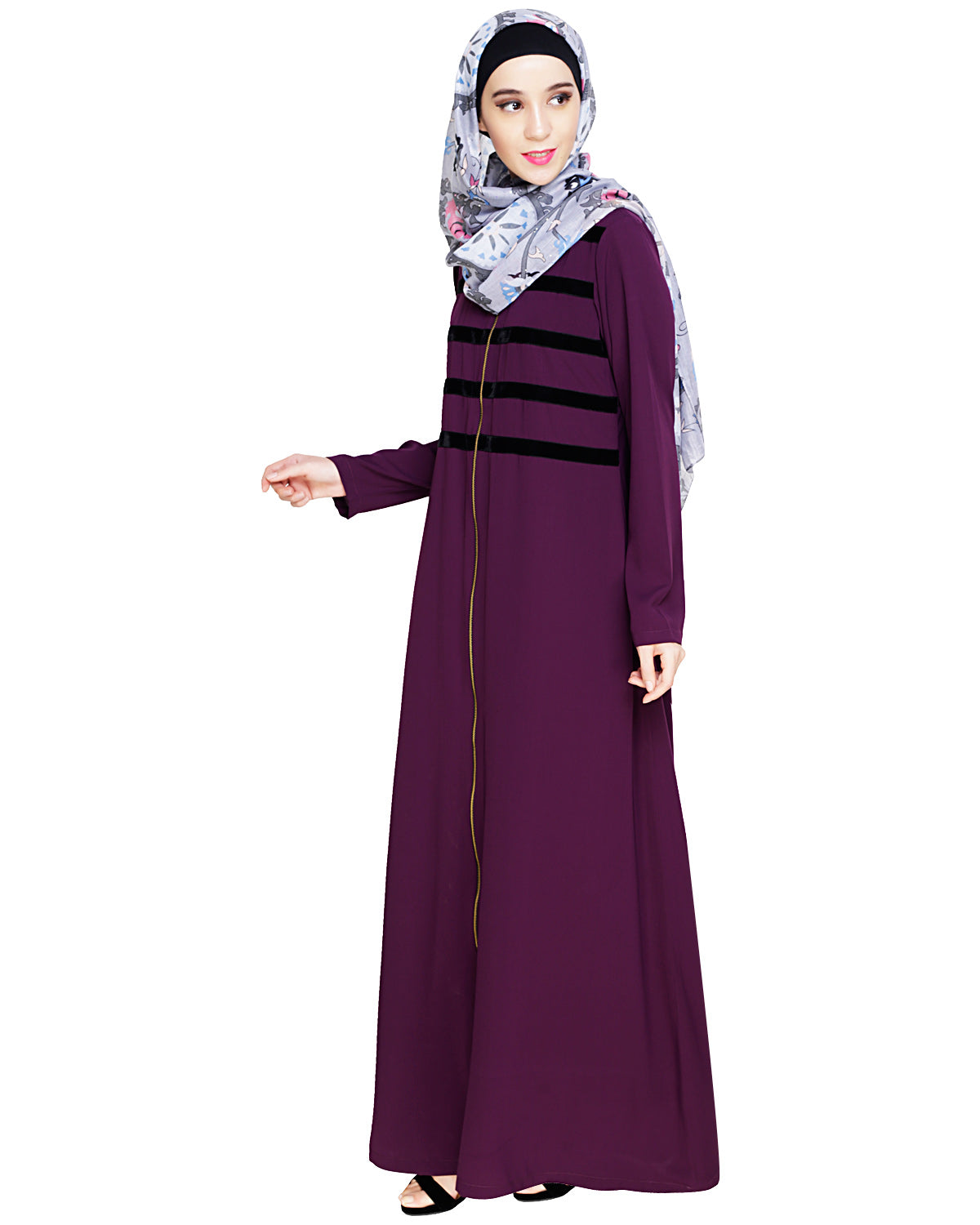 Enticing Stripes Abaya Purple