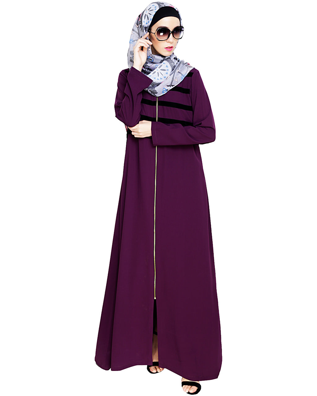 Enticing Stripes Abaya Purple