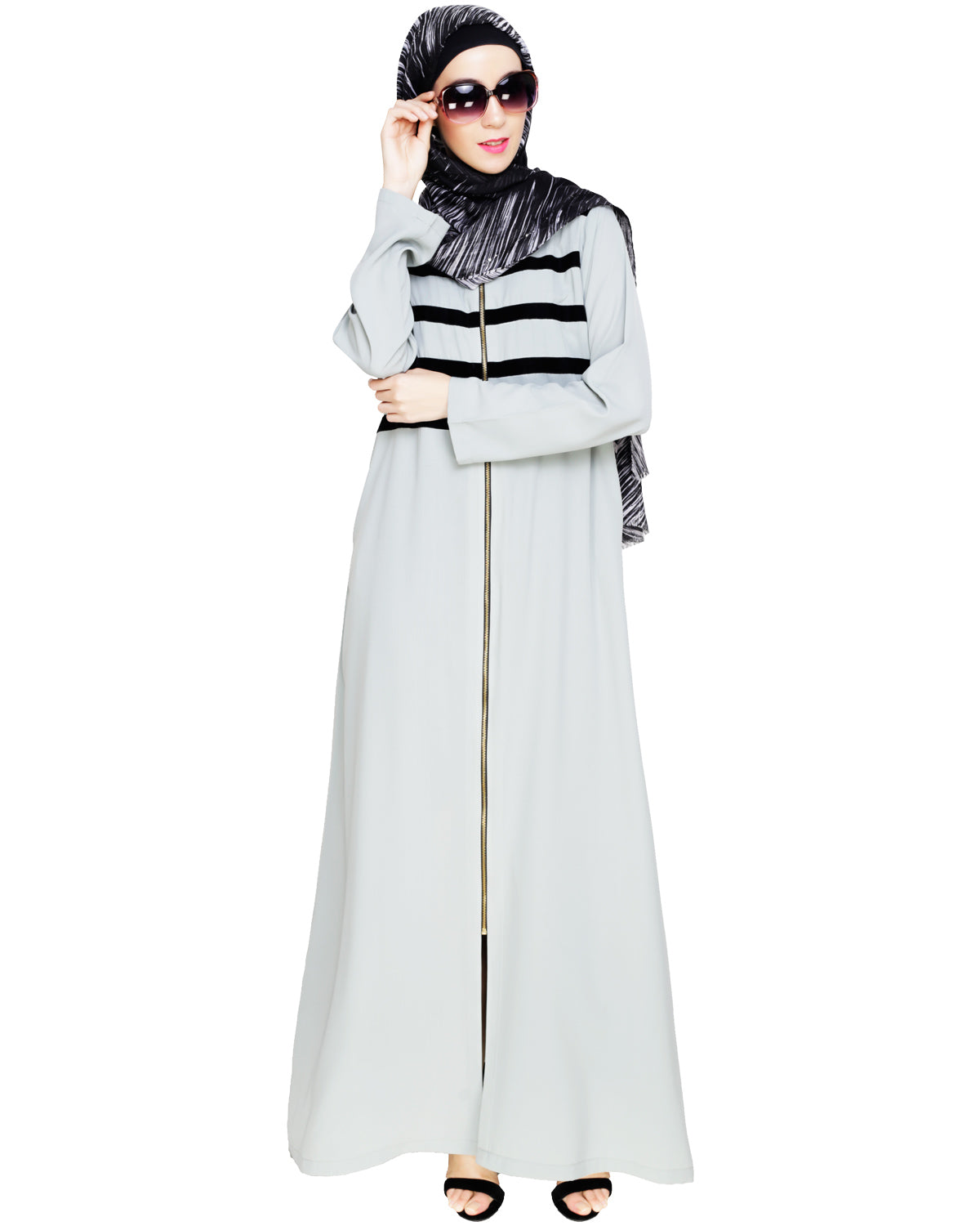 Enticing Stripes Abaya Sage Green