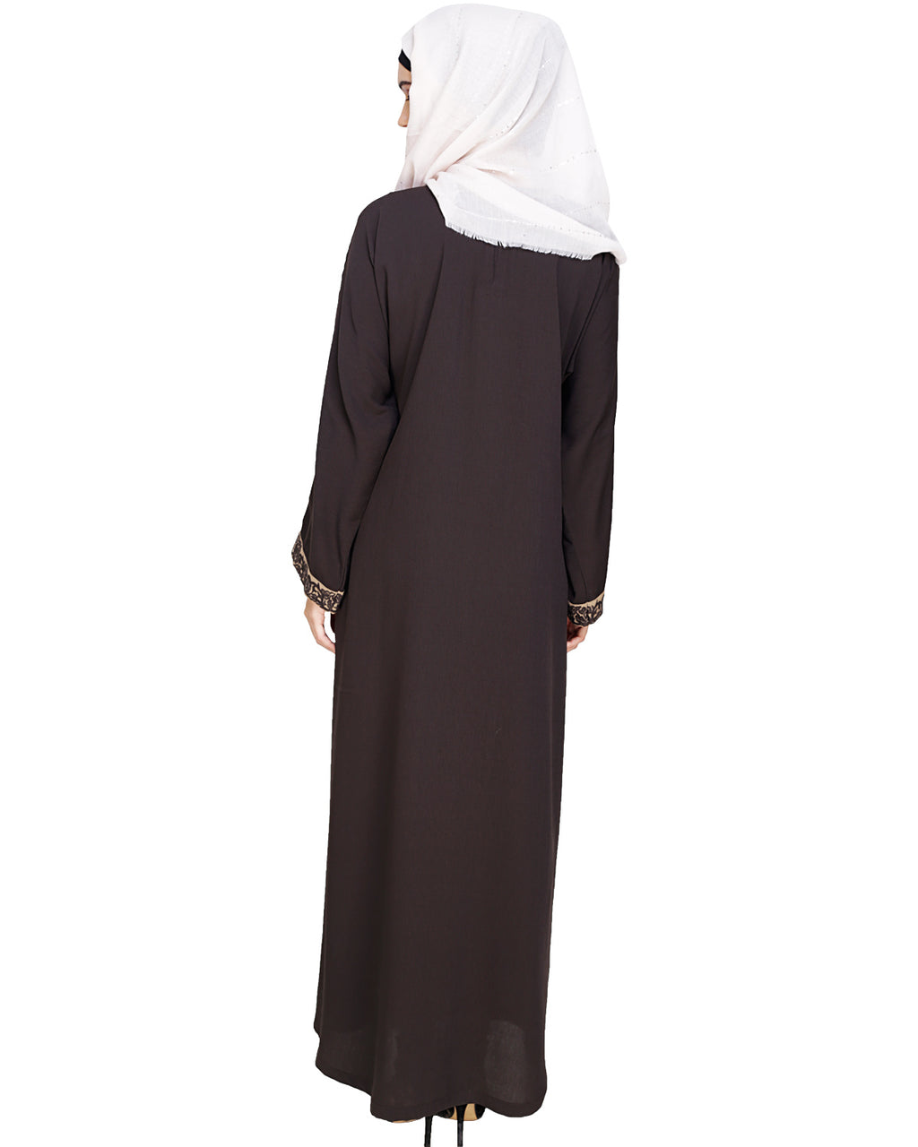 Panelled Dubai Style Abaya Brown
