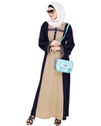 Panelled Dubai Style Abaya Dark Blue
