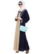 Panelled Dubai Style Abaya Dark Blue