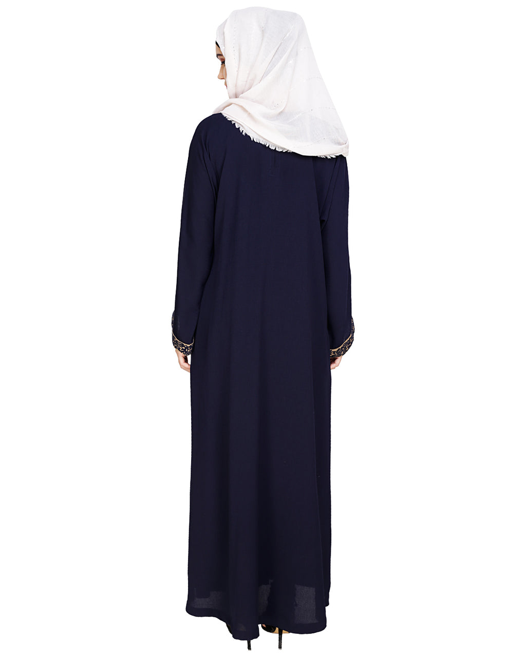 Panelled Dubai Style Abaya Dark Blue