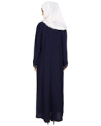 Panelled Dubai Style Abaya Dark Blue