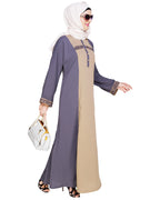 Panelled Dubai Style Abaya Grey