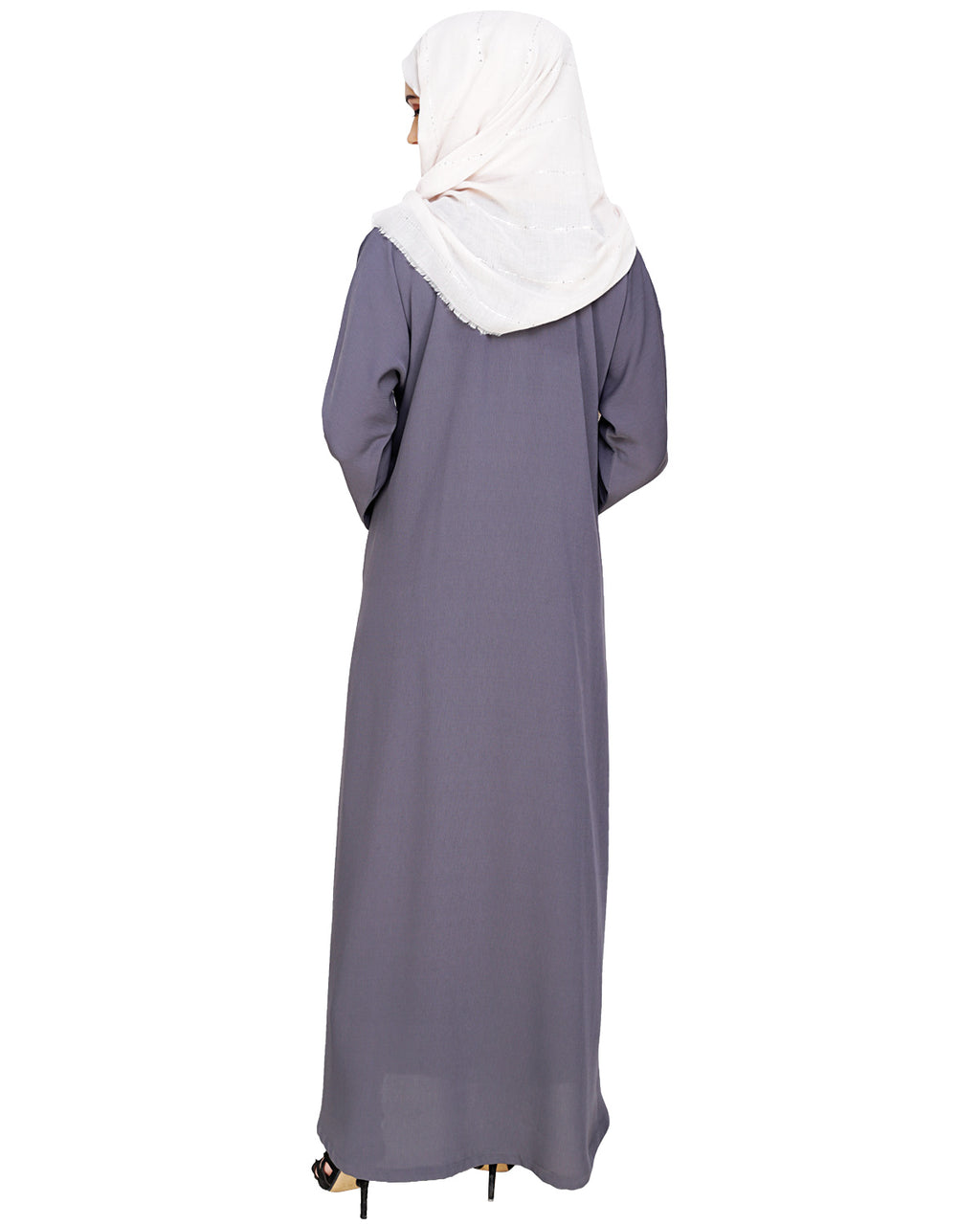 Panelled Dubai Style Abaya Grey