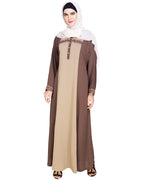 Panelled Dubai Style Abaya Mud Brown