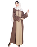 Panelled Dubai Style Abaya Mud Brown