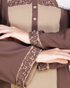 Panelled Dubai Style Abaya Mud Brown