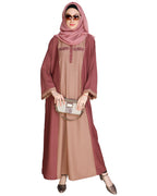 Panelled Dubai Style Abaya Onion Pink