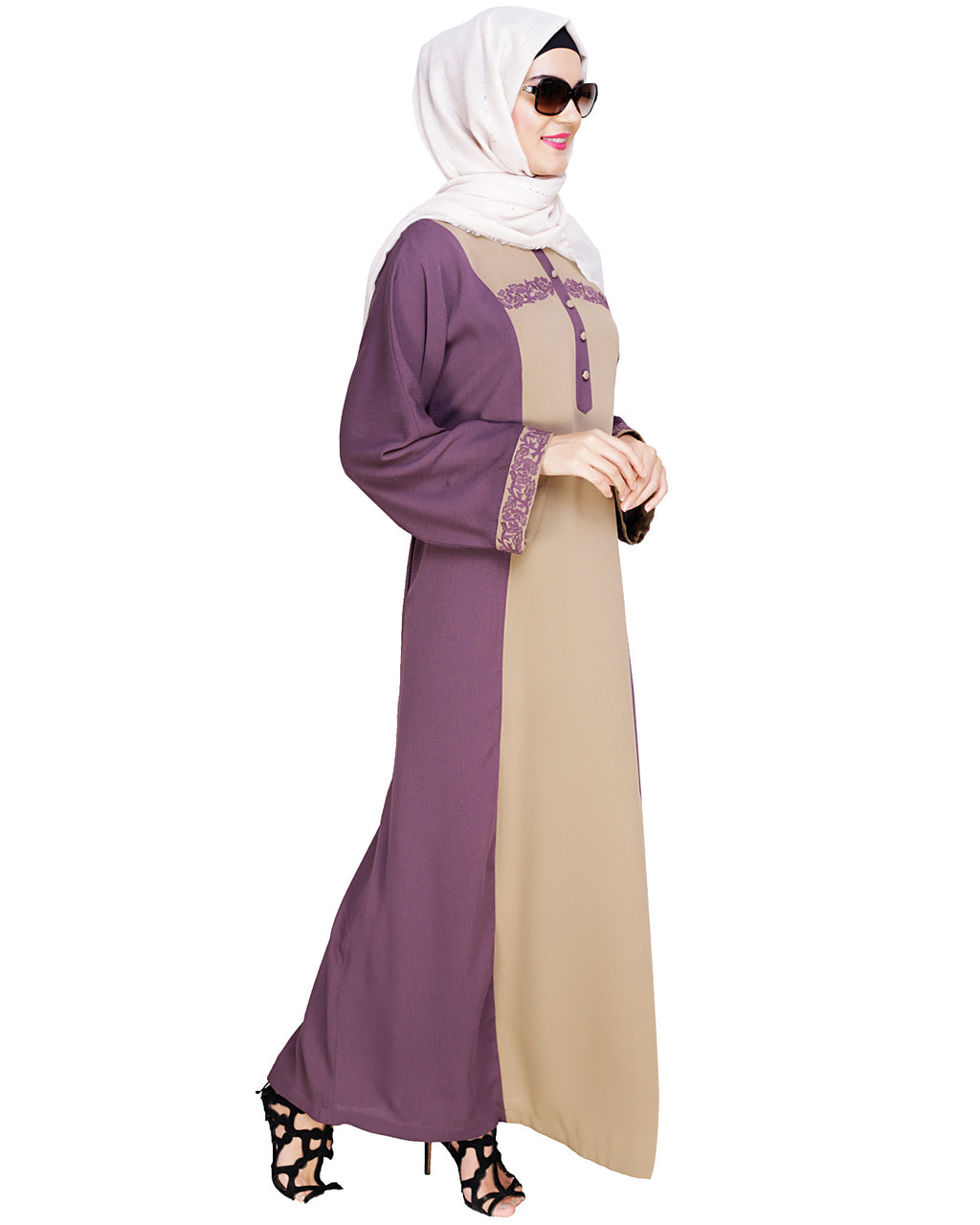 Panelled Dubai Style Abaya Purple