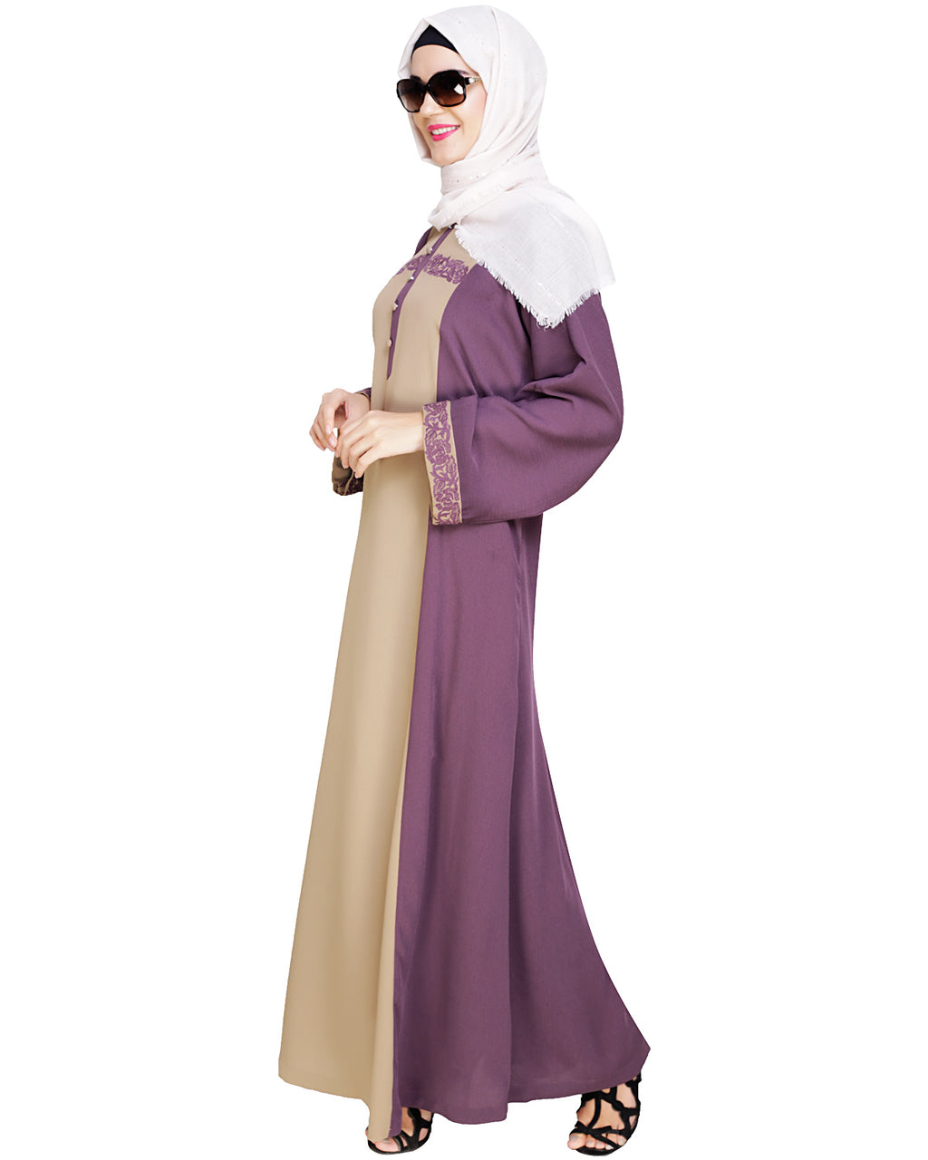 Panelled Dubai Style Abaya Purple