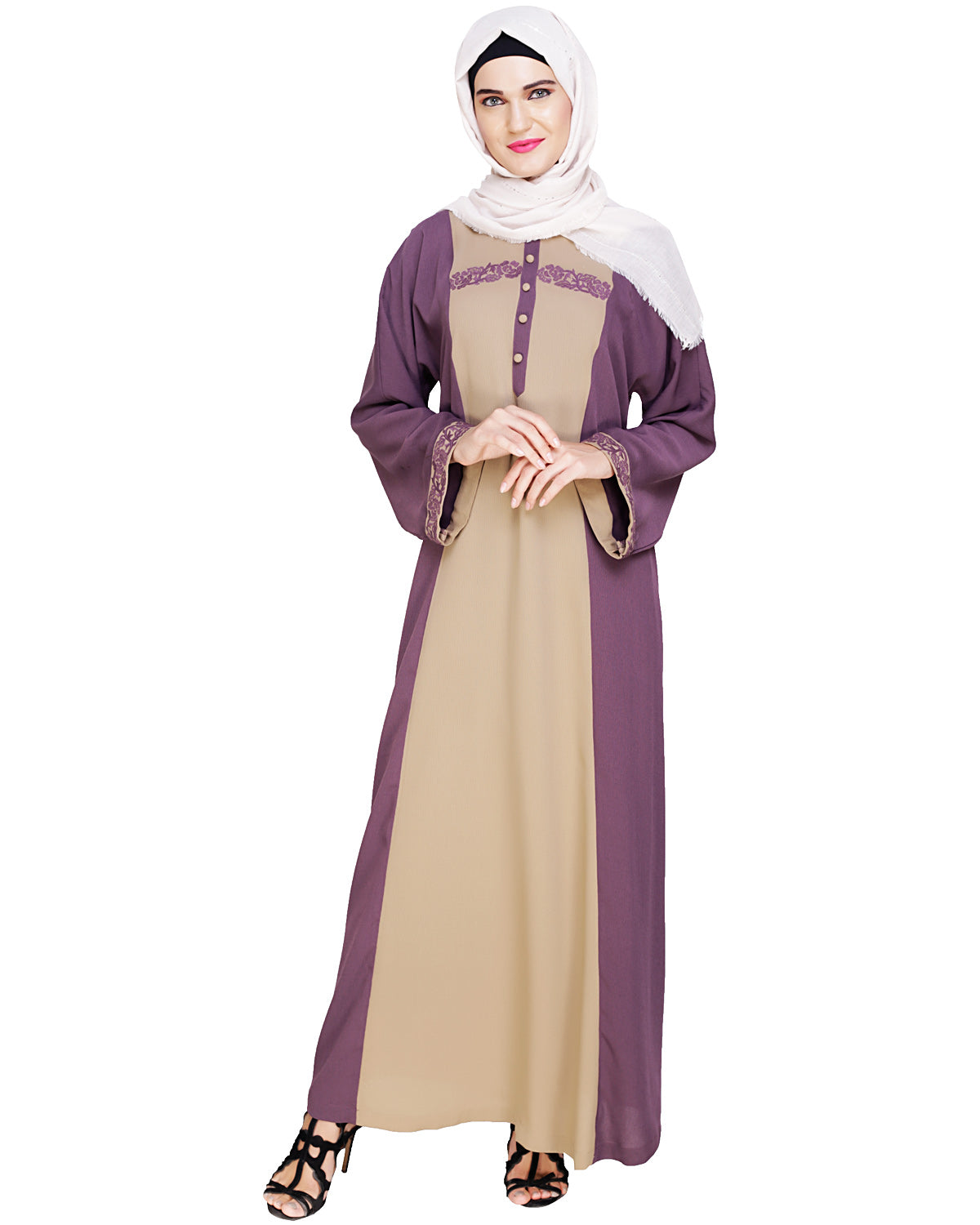 Panelled Dubai Style Abaya Purple