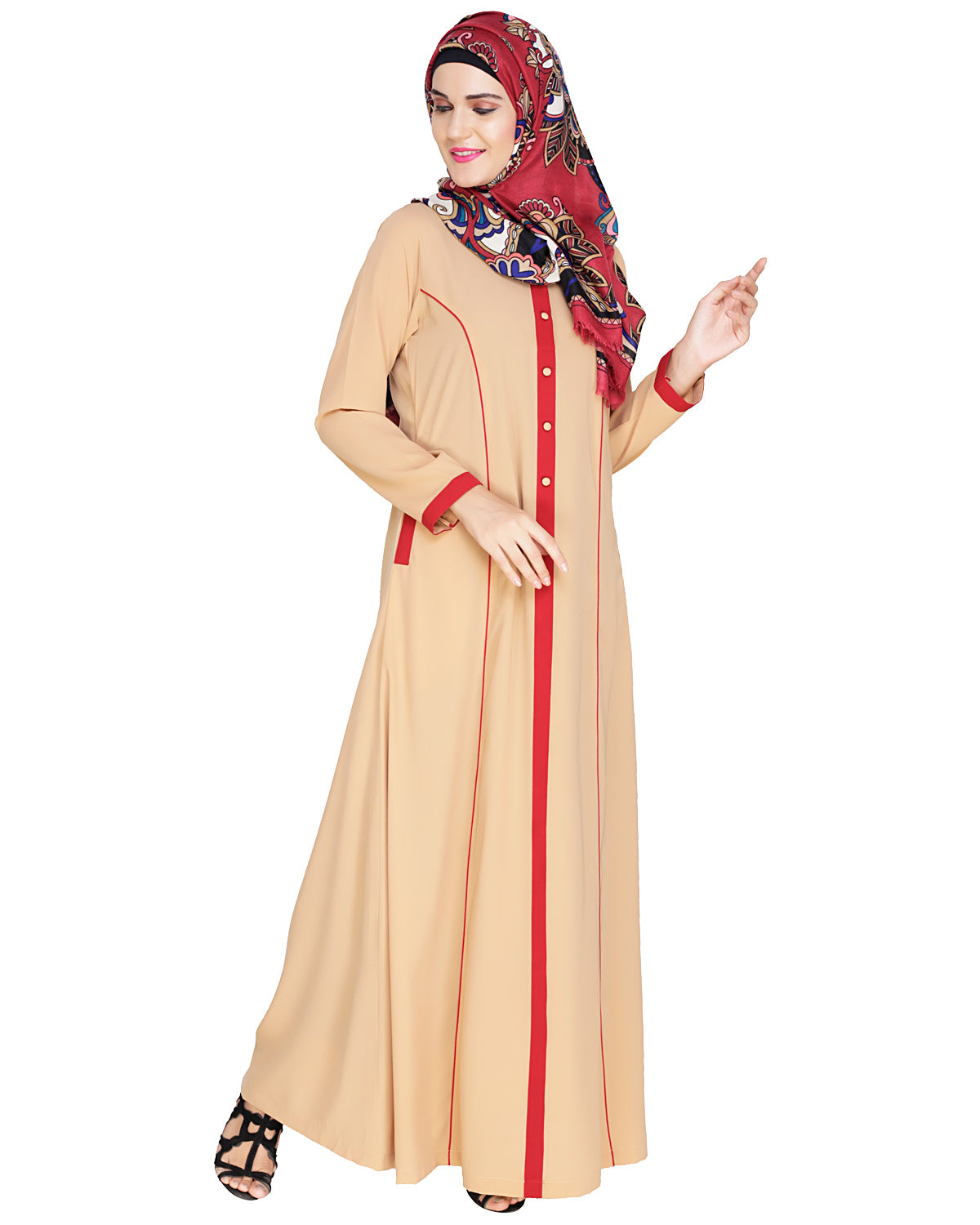 Panelled Abaya Beige