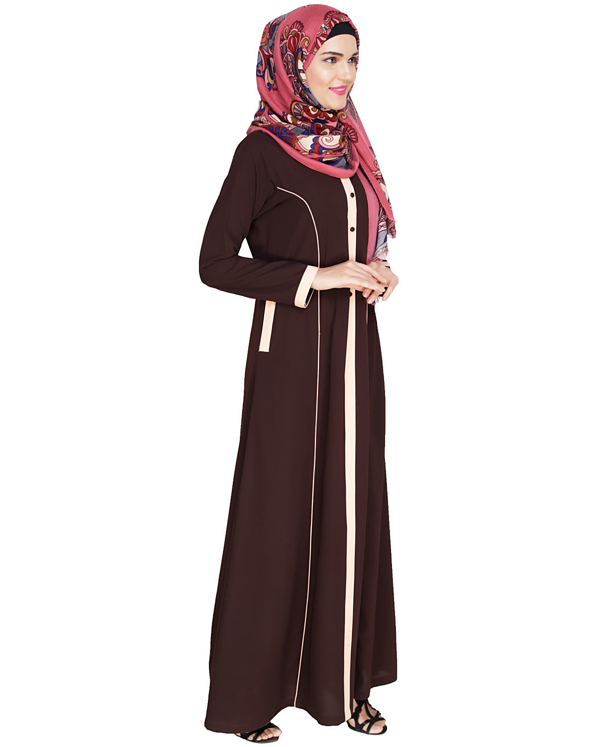 Panelled Abaya Brown