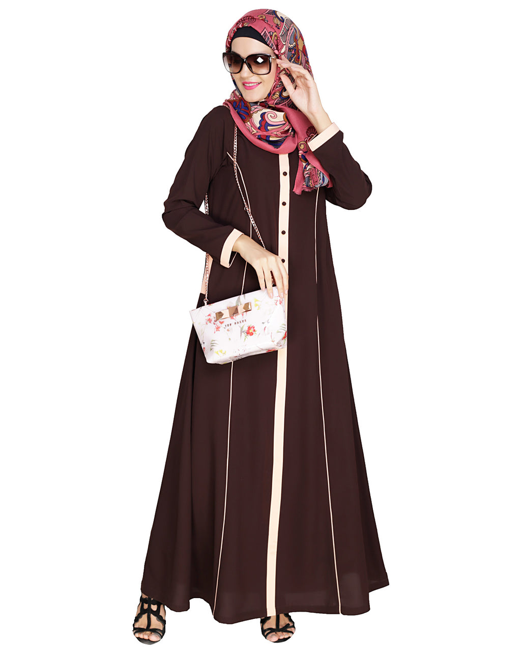 Panelled Abaya Brown