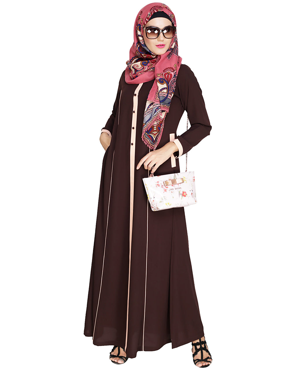 Panelled Abaya Brown