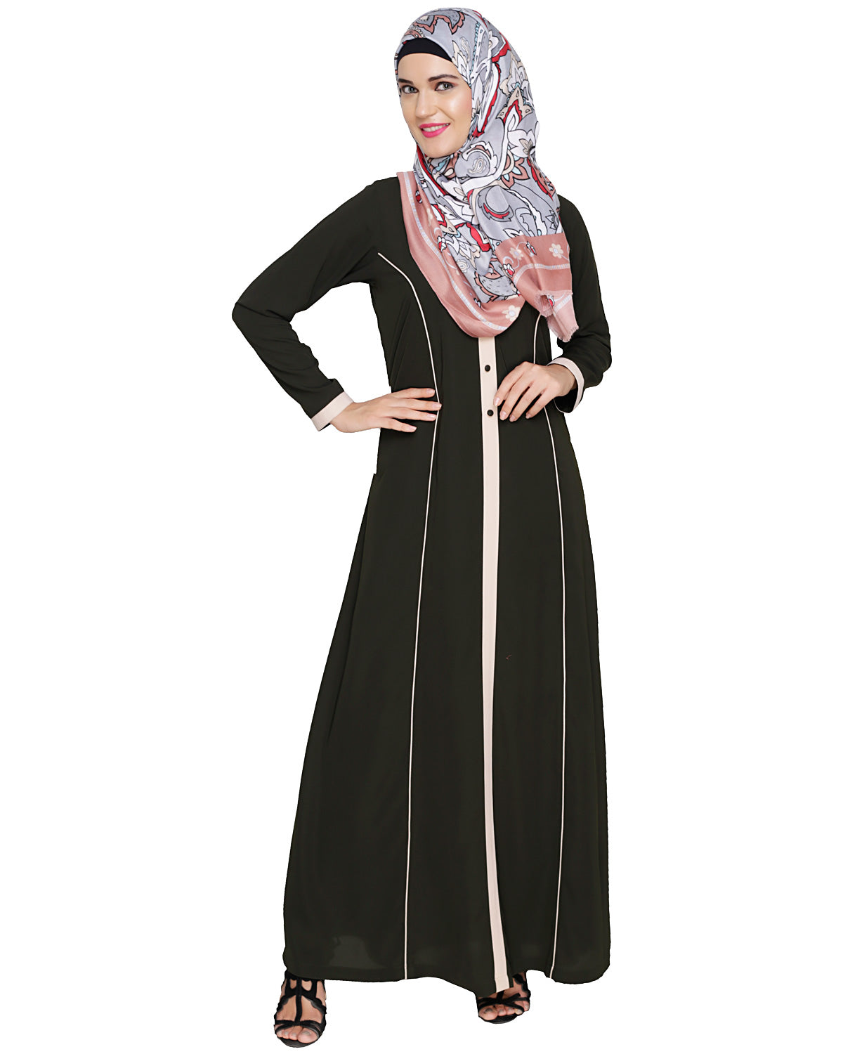 Panelled Abaya Olive