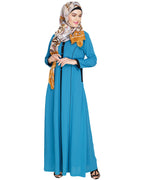 Panelled Abaya Teal Blue