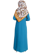 Panelled Abaya Teal Blue