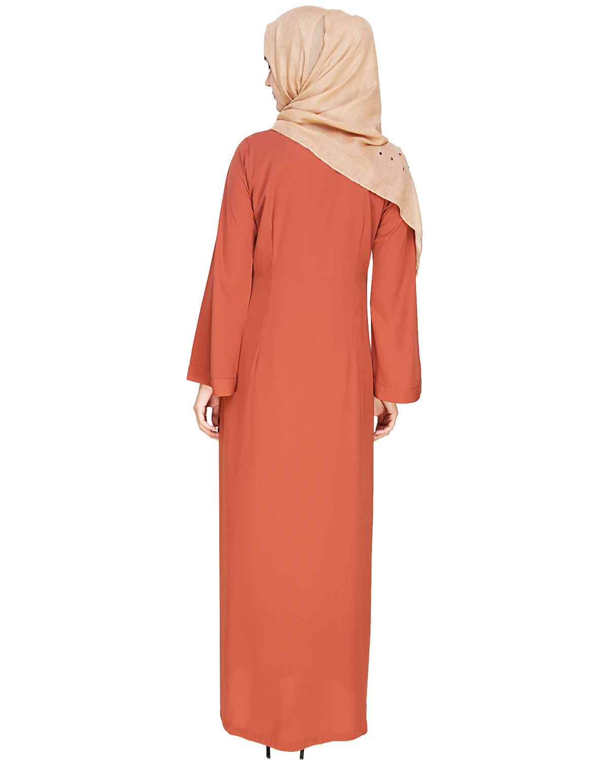 Elegant Embroidered Abaya Brick Red