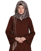 Elegant Embroidered Abaya Brown
