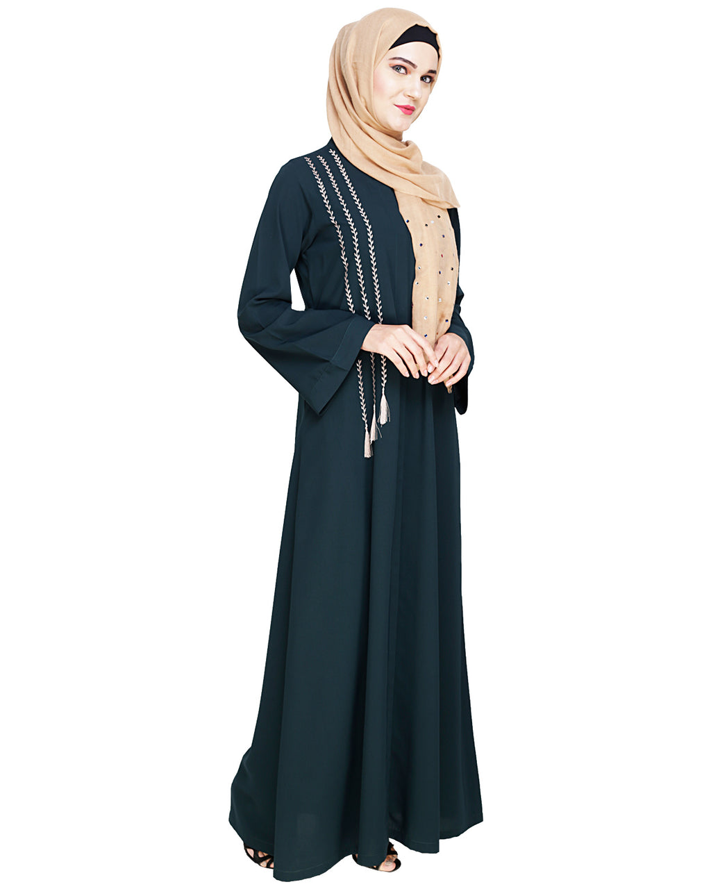 Elegant Embroidered Abaya Green