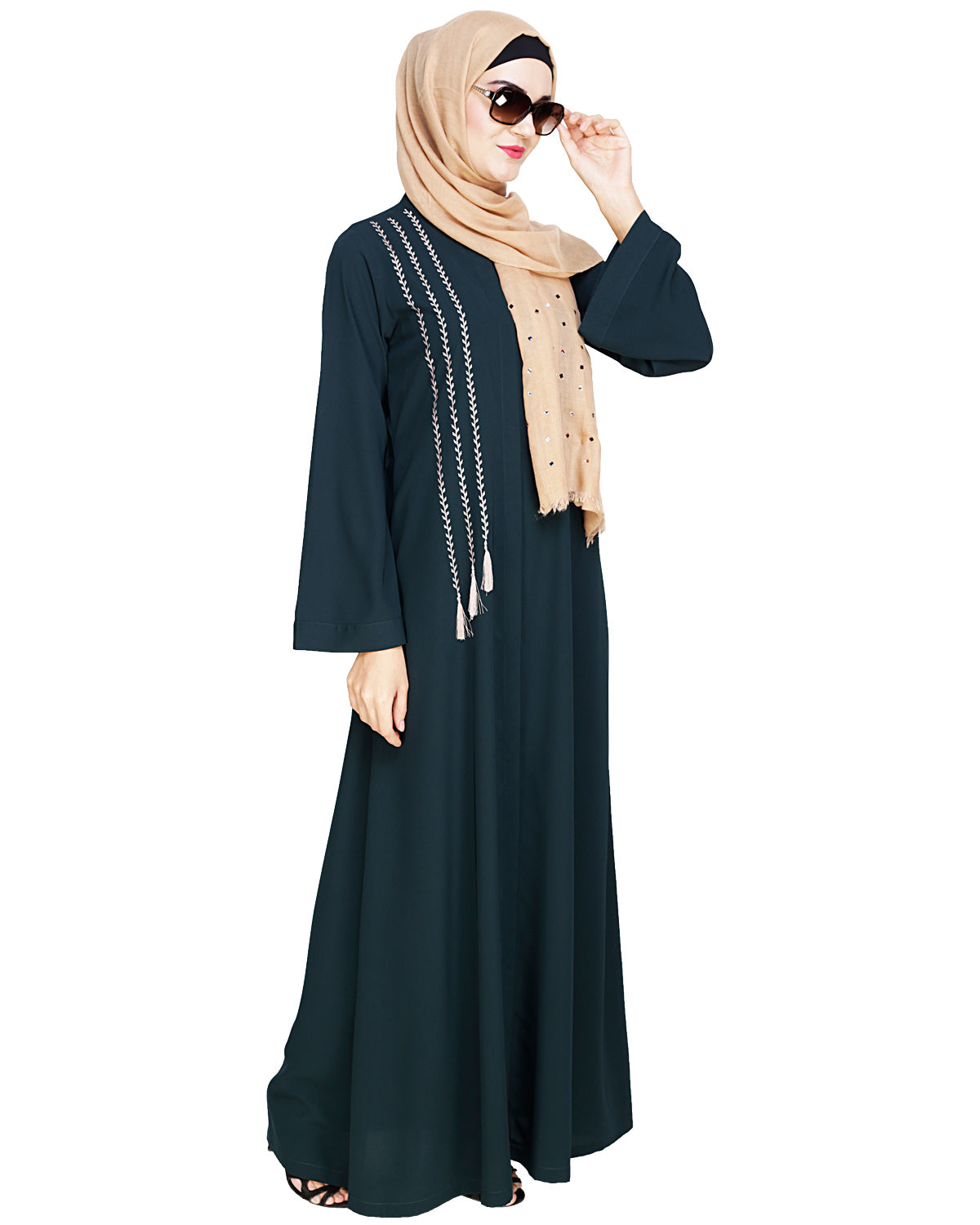 Elegant Embroidered Abaya Green