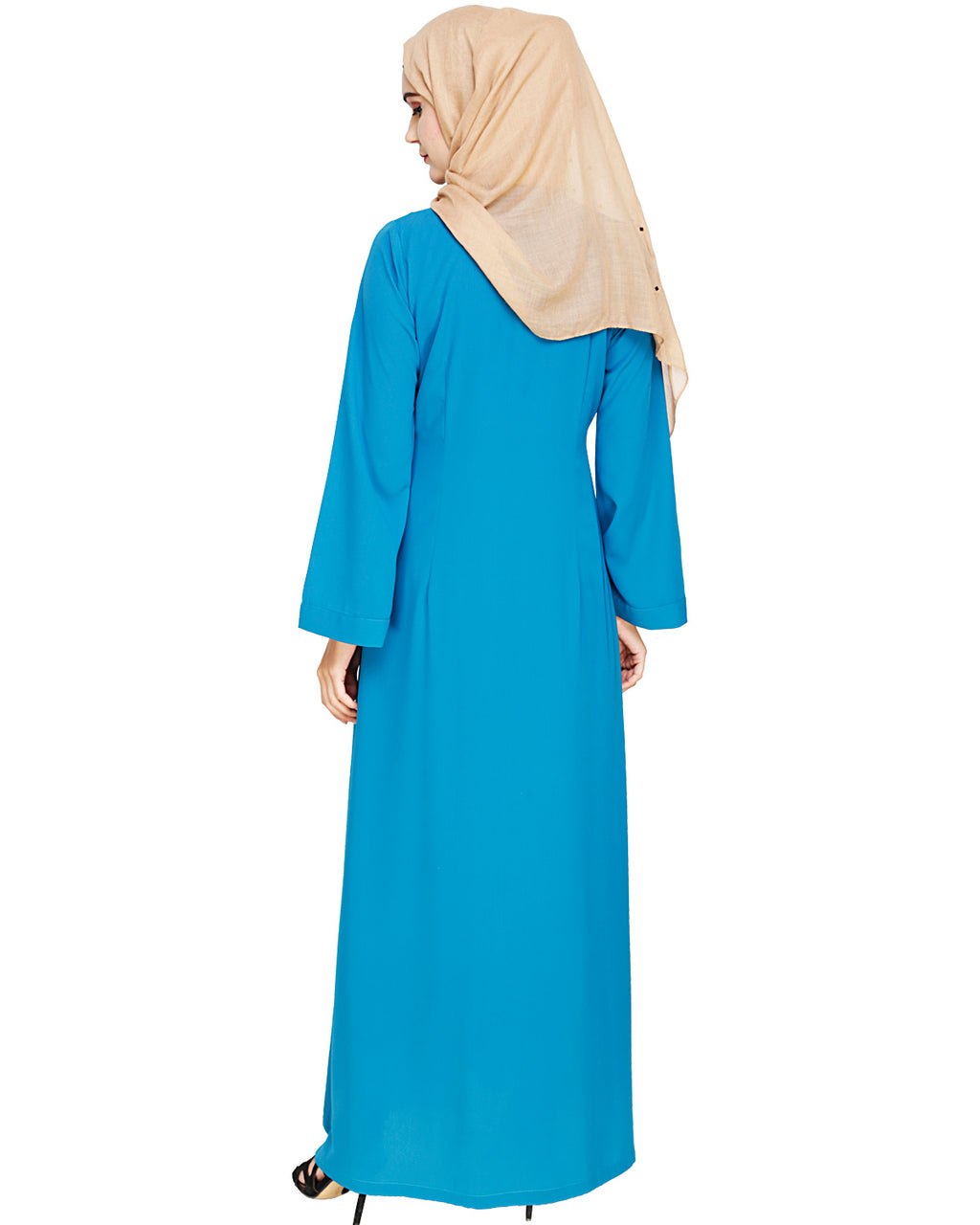 Elegant Embroidered Abaya Teal Blue