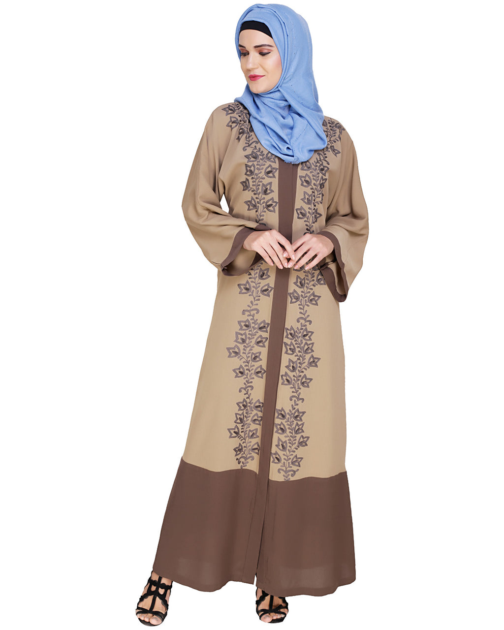 Bedazzled Dubai Style Abaya Brown