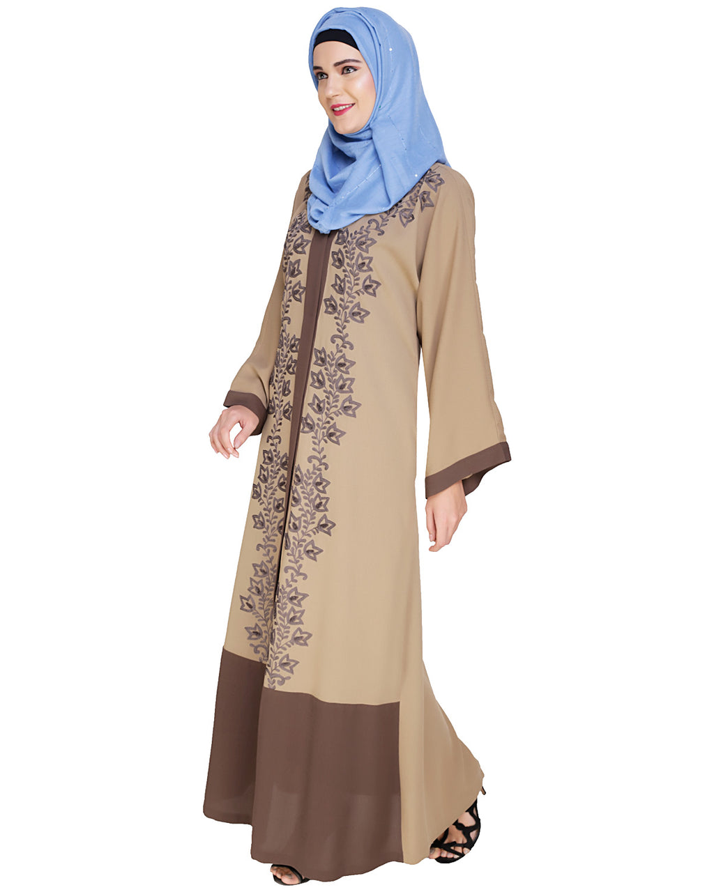 Bedazzled Dubai Style Abaya Brown