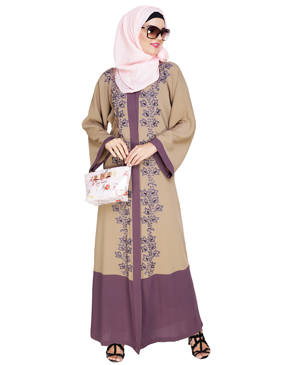 Bedazzled Dubai Style Abaya Mauve