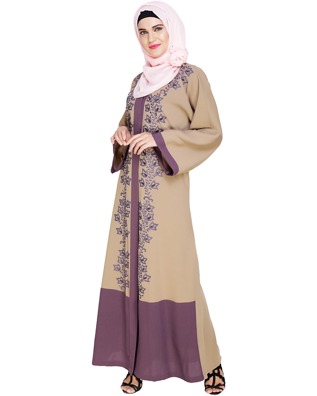 Bedazzled Dubai Style Abaya Mauve