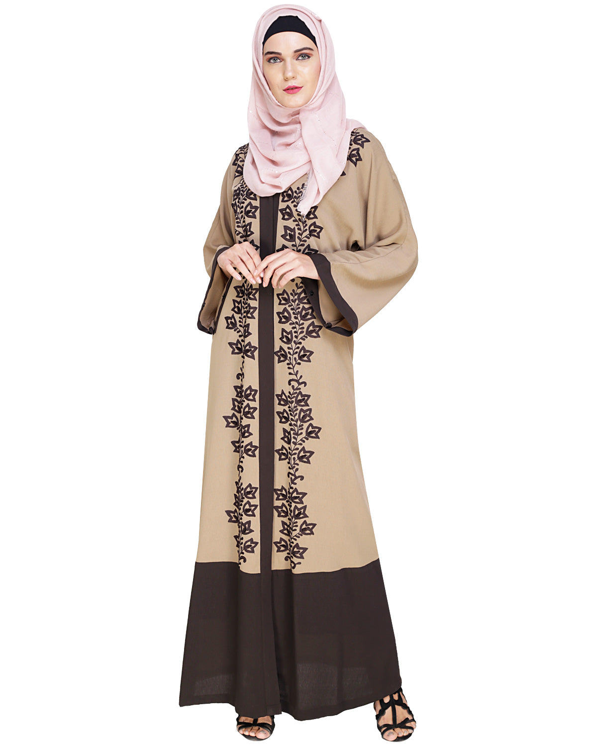 Bedazzled Dubai Style Abaya Mud Brown