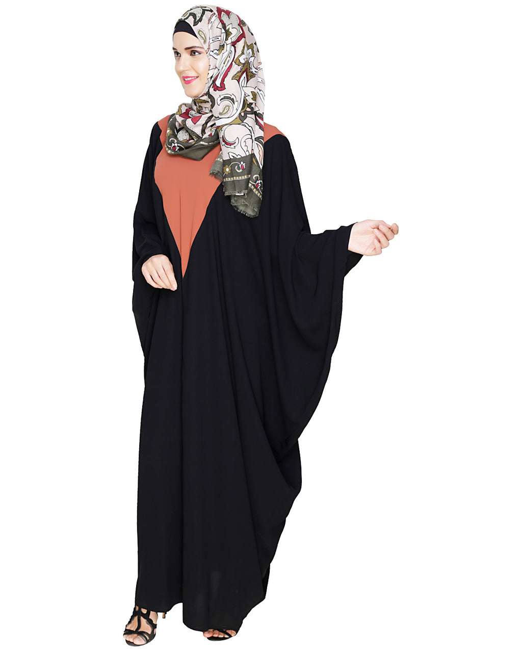 Colour Blocked Black Kaftan Teal Blue