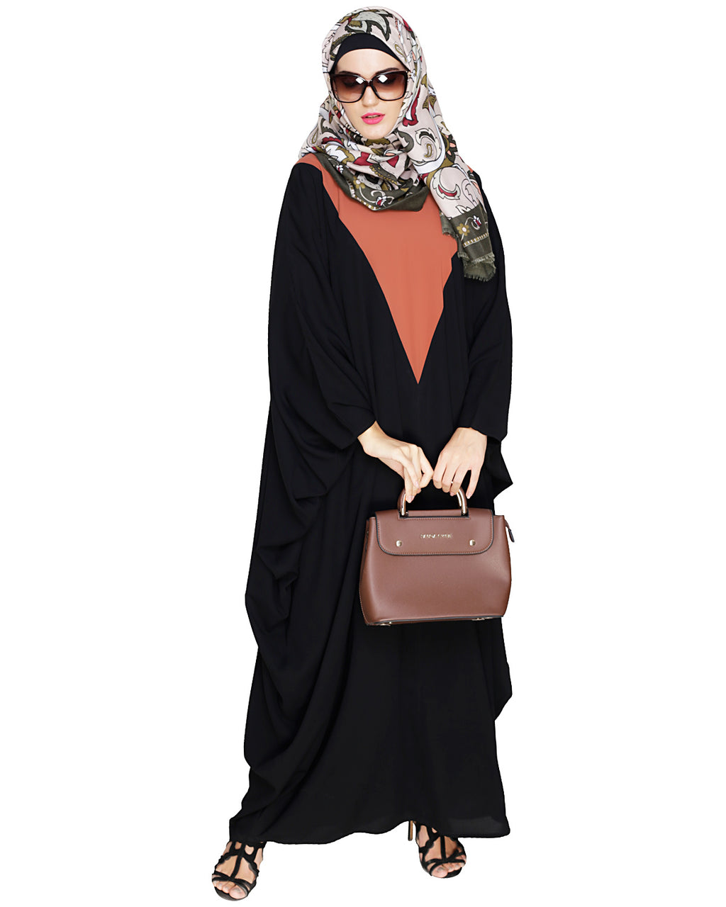 Colour Blocked Black Kaftan Black