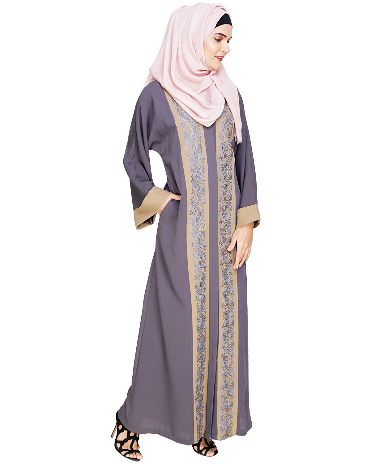Exquisite Dubai Style Abaya Grey