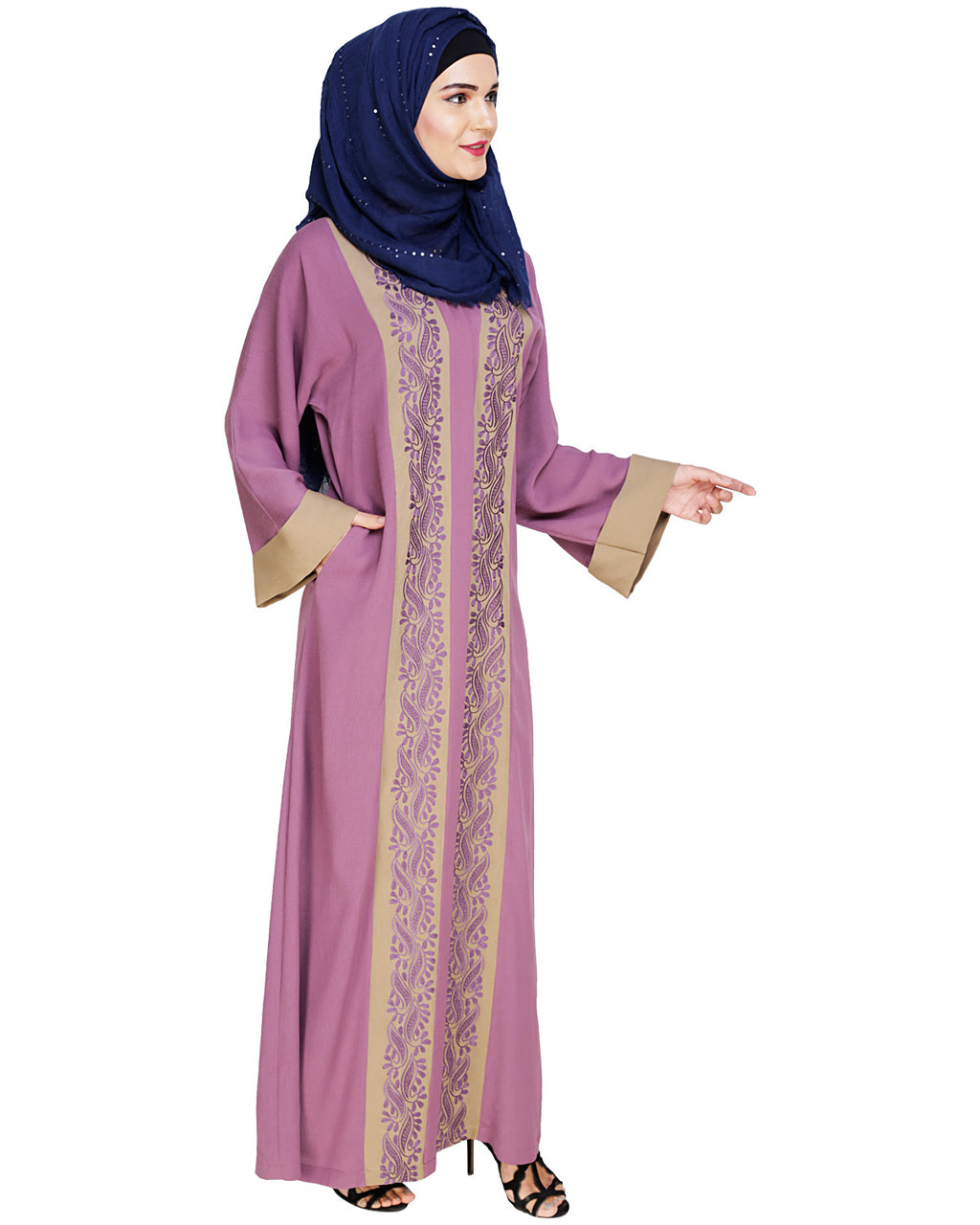 Exquisite Dubai Style Abaya Mauve