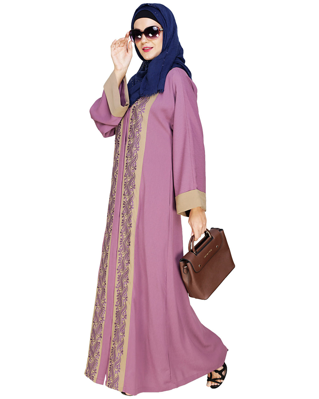 Exquisite Dubai Style Abaya Mauve